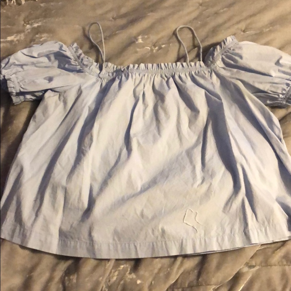 H&M blue off the shoulder blouse